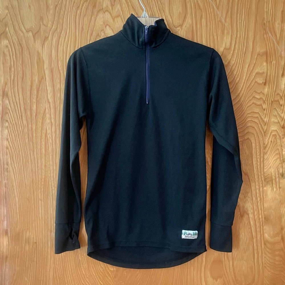 EMS Polartec base layer top, black quarter zip mock neck, size small